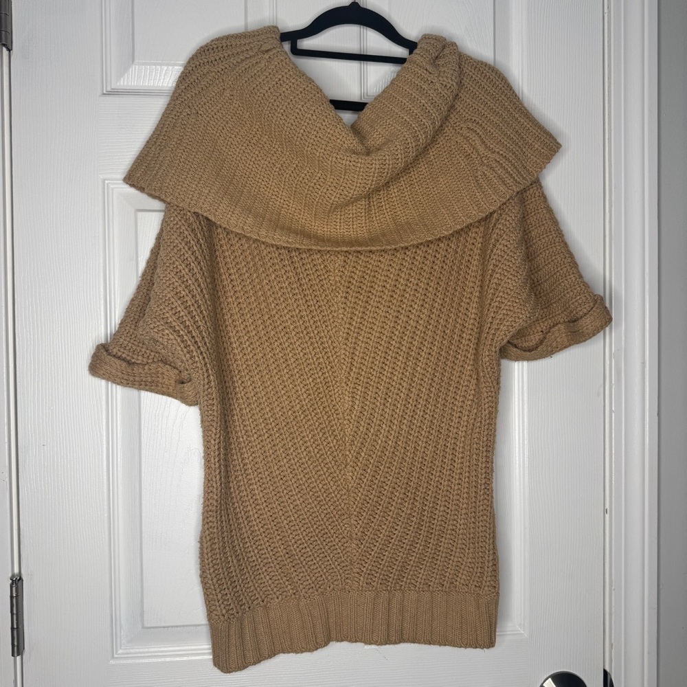 MOTH by Anthropologie Oversized‎ Tan Cowl Dolman Sleeve Chunky Sweater Sz XS